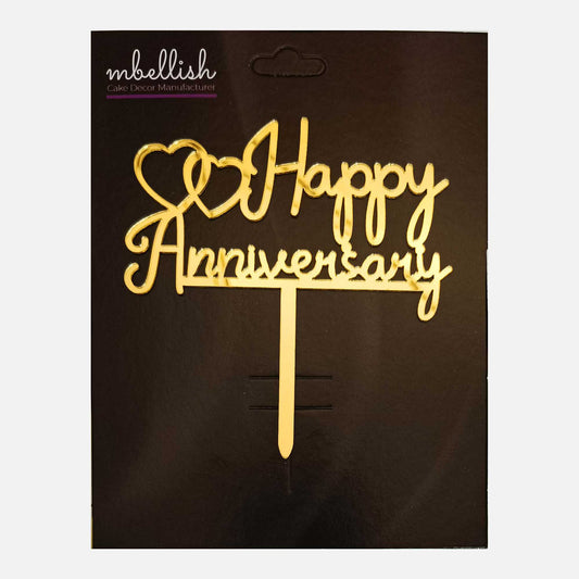 Happy Anniversary Acrylic Cake Topper Star&Gift, Size - Medium, Pack of 1, SKU-TR10805