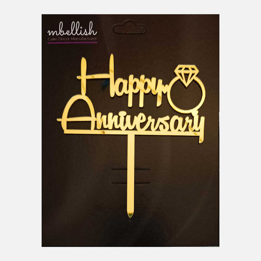 Happy Anniversary Acrylic Cake Topper Hearts, Size - Medium, Pack of 1, SKU-TR10806