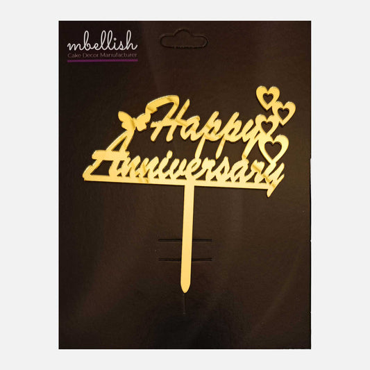 Happy Anniversary Acrylic Cake Topper Ring, Size - Medium, Pack of 1, SKU-TR10807