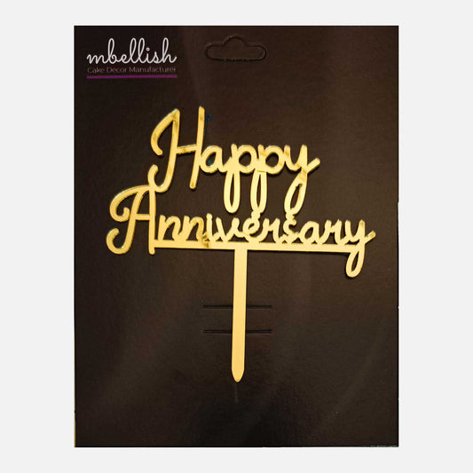 Happy Anniversary Acrylic Cake Topper Heart, Size - Medium, Pack of 1, SKU-TR10808