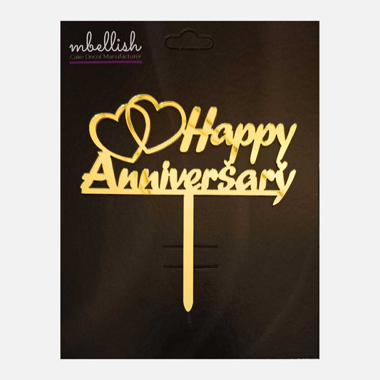 Happy Anniversary Acrylic Cake Topper, Size - Medium, Pack of 1, SKU-TR10809