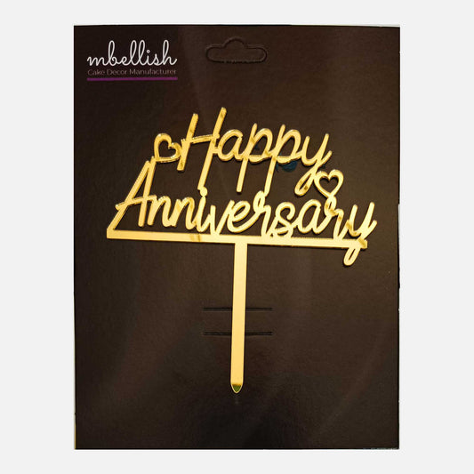 Happy Anniversary Acrylic Cake Topper, Size - Medium, Pack of 1, SKU-TR10813