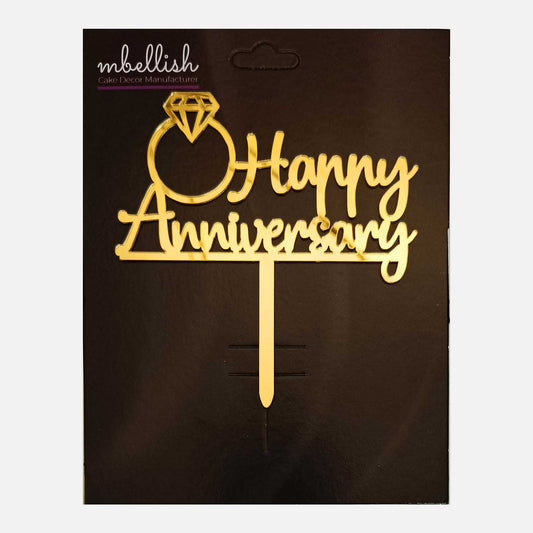 Happy Anniversary Acrylic Cake Topper Heart, Size - Medium, Pack of 1, SKU-TR10815