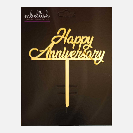 Happy Anniversary Acrylic Cake Topper Ring, Size - Medium, Pack of 1, SKU-TR10816