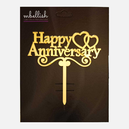 Happy Anniversary Acrylic Cake Topper, Size - Medium, Pack of 1, SKU-TR10817