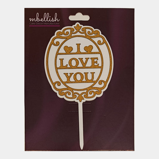 I Love you Acrylic Cake Topper Premium Double Layer, Size - Medium, pack of 1, Sku-TR11240