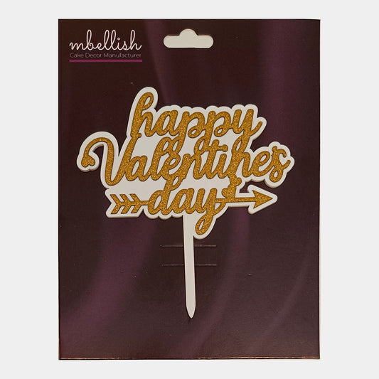 Happy Valentine's Day Acrylic Cake Topper Premium Double Layer, Size - Medium, pack of 1, Sku-TR11241