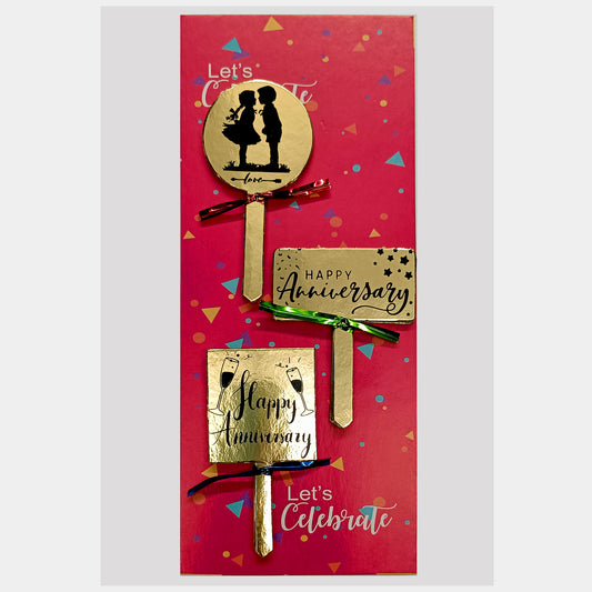 Gold Cake Toppers – 24 Pcs | Glossy Paper Cake Decorations for Cupcakes & Desserts - Anniversary