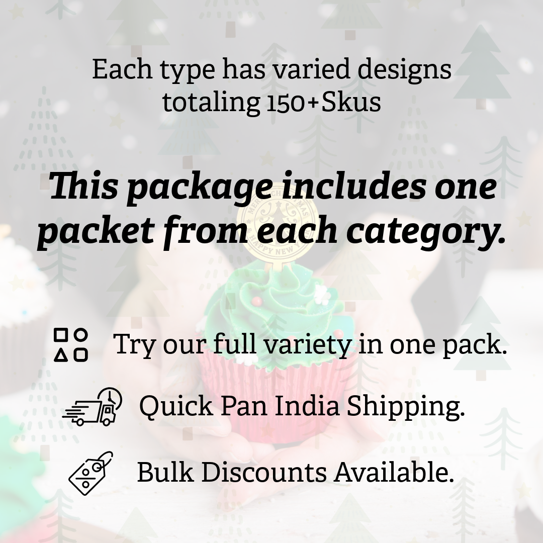Christmas Cake Topper Sample Bundle – Festive tags for Cupcakes, Bento Cakes & Gifting