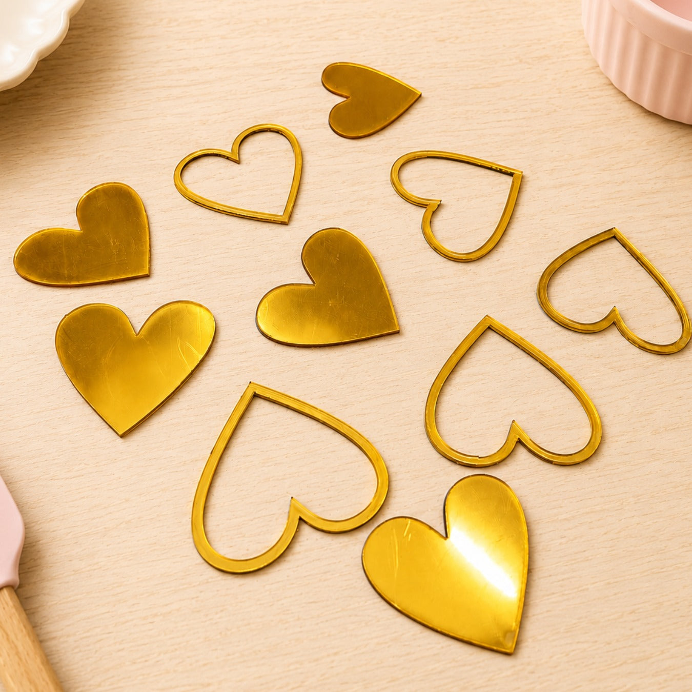 Acrylic Heart Decorations (2 Inch) | Pack of 10 | Cake Toppers, Dessert Decor & Gift Packaging Embellishments