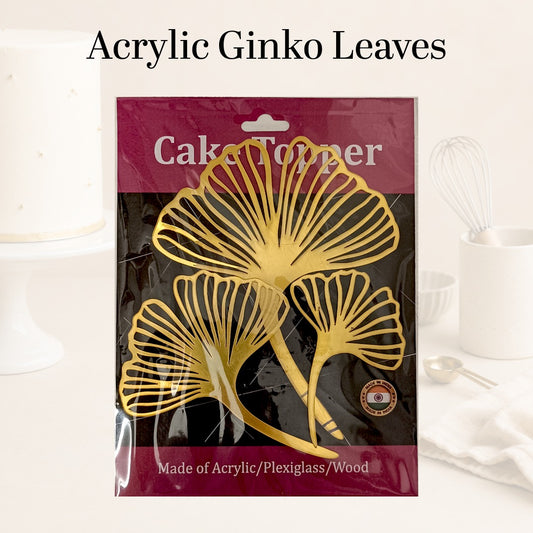 Acrylic Ginkgo Leaves Cake Toppers Set | 3-Piece Pack | Cake & Dessert Decoration