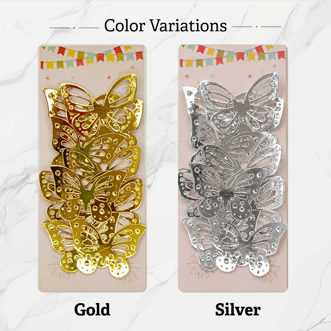 Metallic Butterfly Cake Decorations – Pack of 10 Assorted Designs