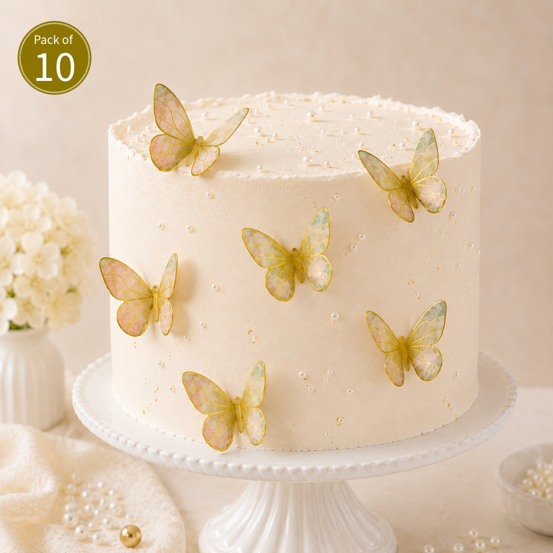 Butterfly Cake Decorations – 10 Pc Premium Cardstock Butterflies for Cakes & Cupcakes