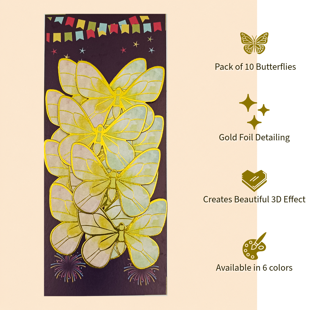 Butterfly Cake Decorations – 10 Pc Premium Cardstock Butterflies for Cakes & Cupcakes
